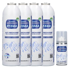 4 x refrigerante sostitutivo R134a per veicoli (Spray pulizia AC in omaggio)